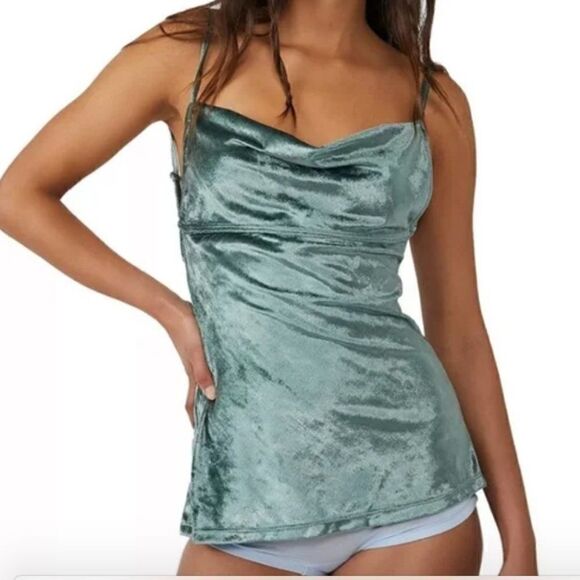Free People Intimately NWT All Night Velvet Tunic Evergreen small - Picture 1 of 12